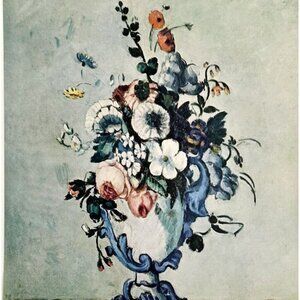 Vase Of Flowers Cezanne Still Life Colorplate Art Print 1939 Antique LGADCP